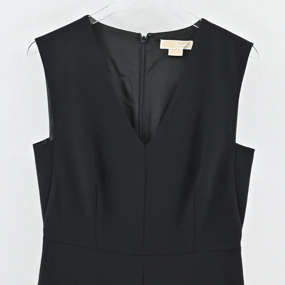 Michael Kors Jumpsuit Womens Sz 8 Black Sleeveless V Neck High Waist Tapered Leg